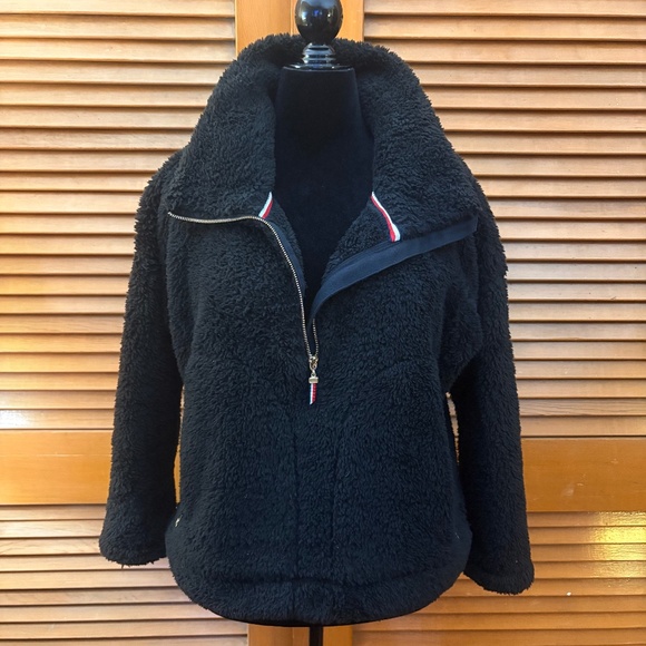 Tommy Hilfiger Tops - Tommy Hilfiger Fake Fur Half Zip Pullover - Black - Large - NWOT